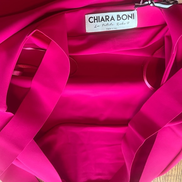 NWT CHIARA BONI Guendaline Scuba Halter Cocktail Dress- Fuchsia- Size 44 US 8 - Picture 14 of 14